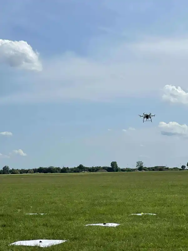 Drone flying autonomously.